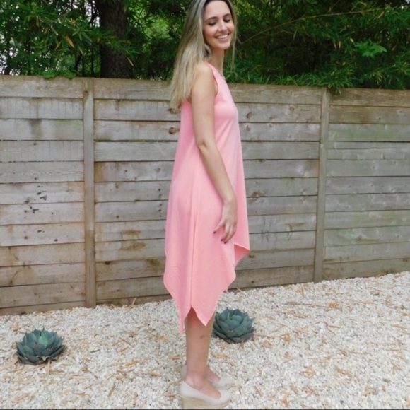 NWOT Zenana Outfitters Pink Handkerchief Dress Size Medium - Picture 6 of 8